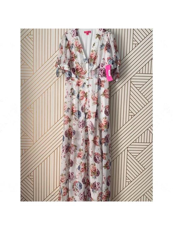 Betsey Johnson Dresses & Skirts - Betsey Johnson NWT Tie Sleeve Full Bloom Floral Flowers Chiffon Maxi Dress 6